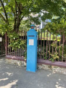 blue letterbox in london