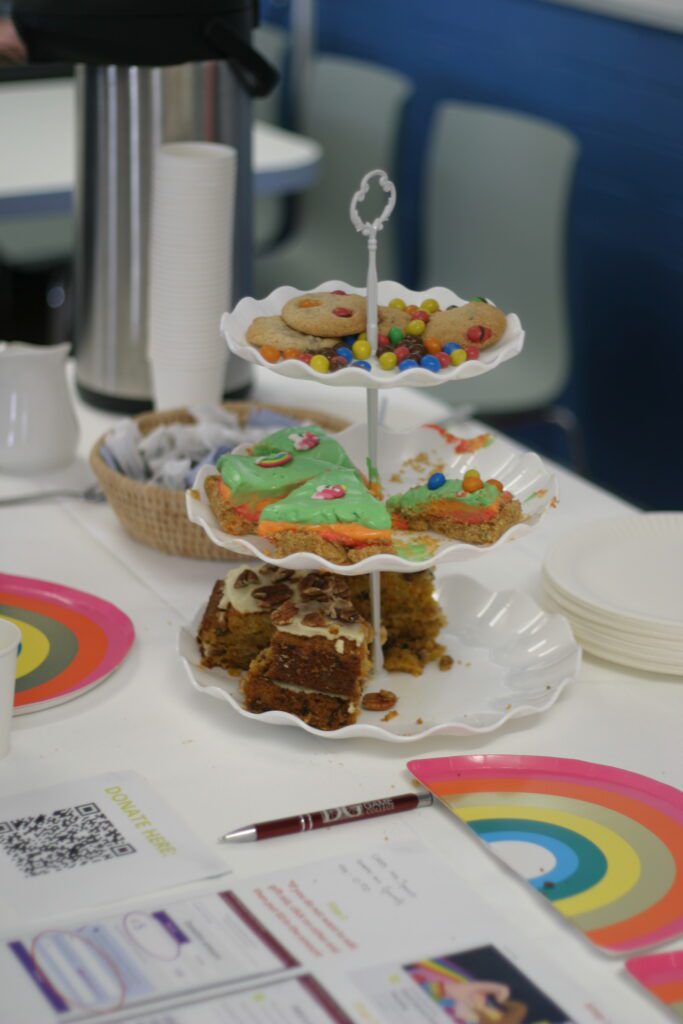 A table with sweets - cakes, cookies and rainbows! 