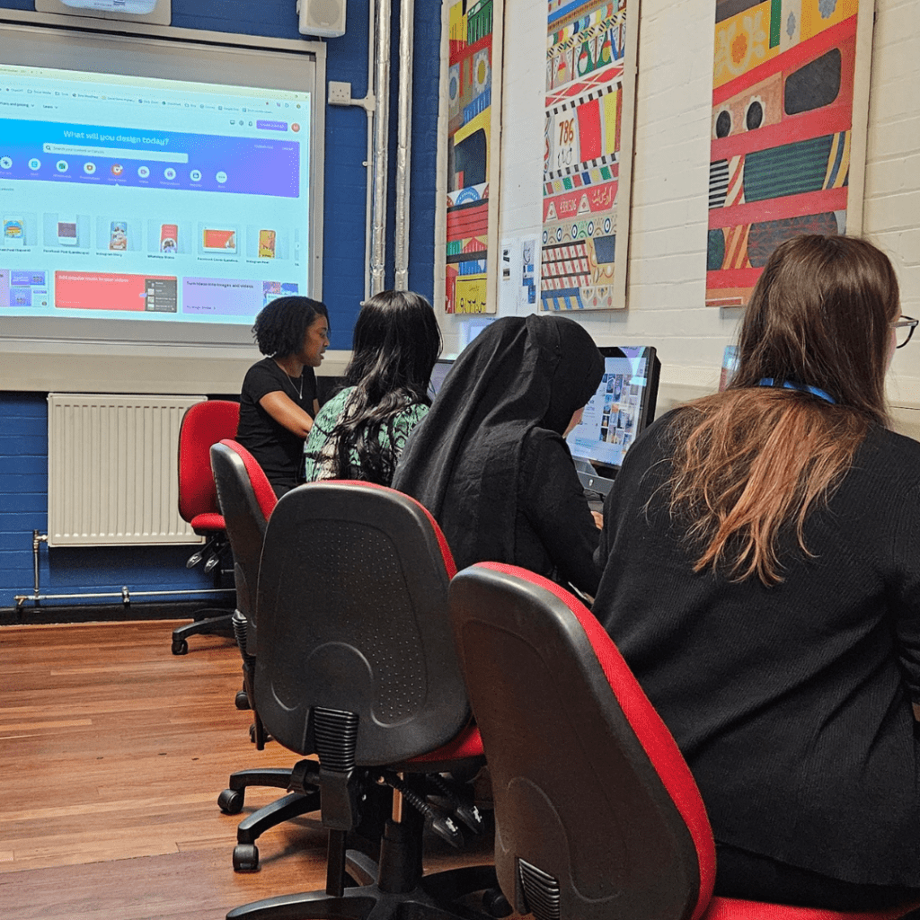 students working in computers